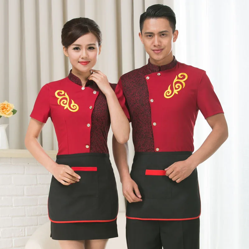 Hotel Western Restaurant Female Work Clothes Summer Rice Fast Food Coffee Waiter Short Sleeve Hot Pot Fwy112