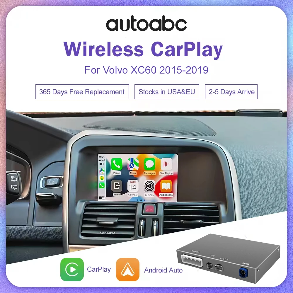 AUTOABC Drahtlose/Kabelgebundene Carplay Android Auto Für Volvo V40 V60 V70 S60 S80 XV60 D2 5,8 Modul OEM Bildschirm radio Unterstützung Kamera