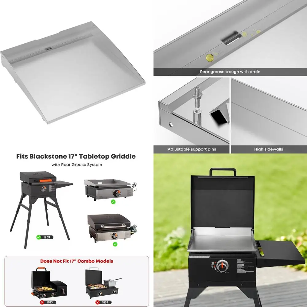 

17 Blackstone Tabletop Grill Flat Top Griddle, Replacement with Rear Grease Drain