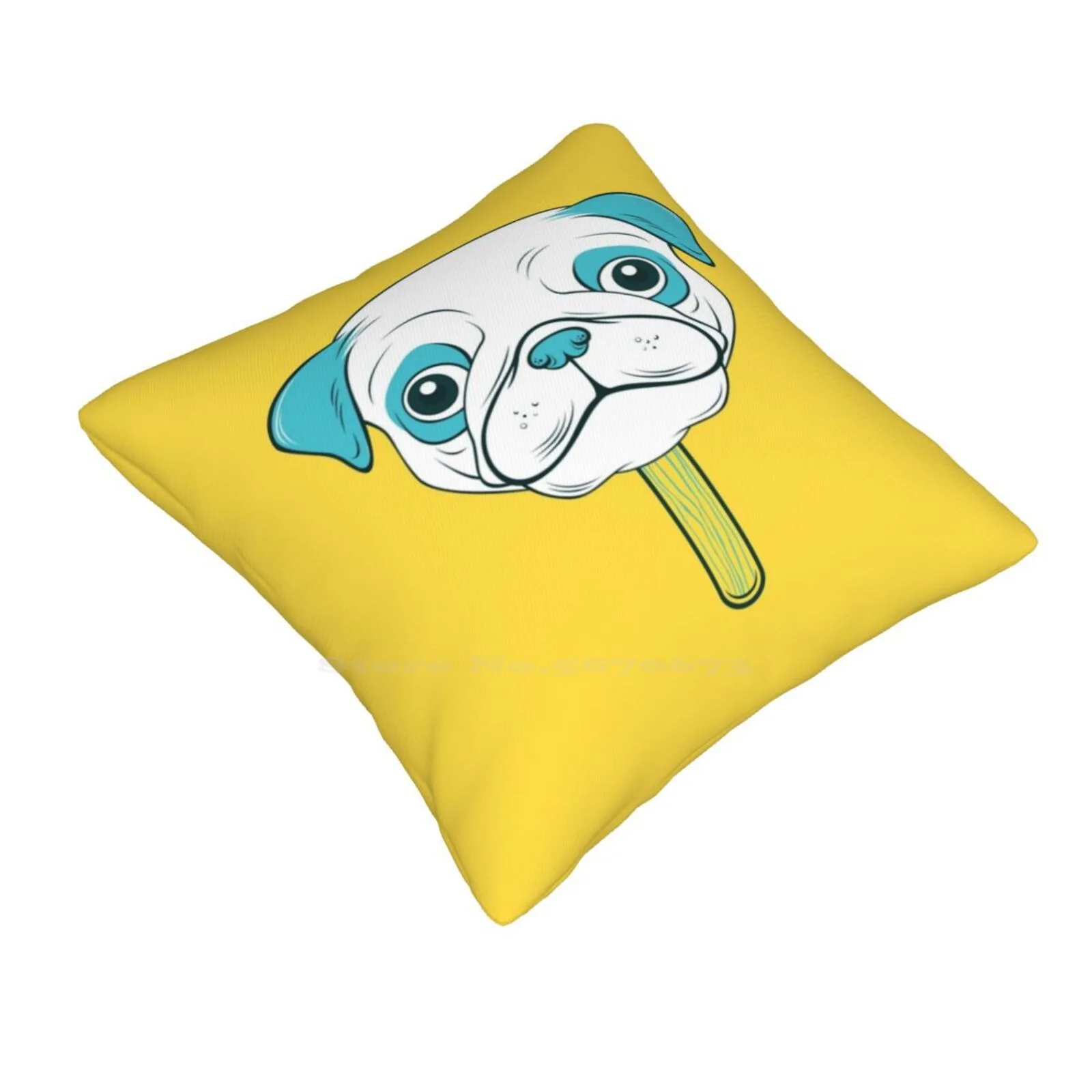 Pugsicle Bedroom Office Hug Pillowcase Pugs Cute Strange Things Art Vector Graphic Design Yellow Blue Popcicle Ice Cream