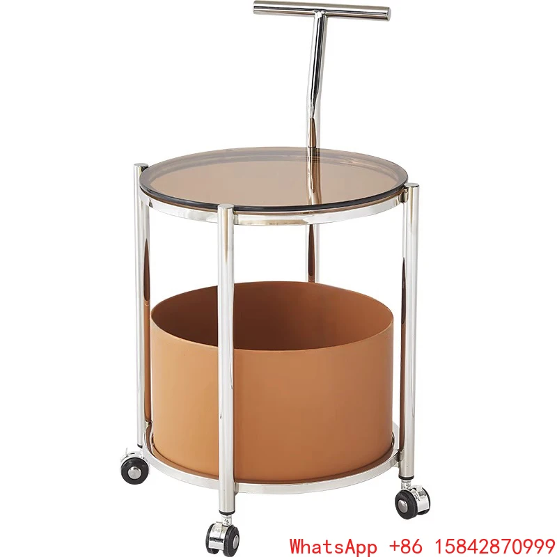 

Nordic sofa side table glass small coffee table storage rack