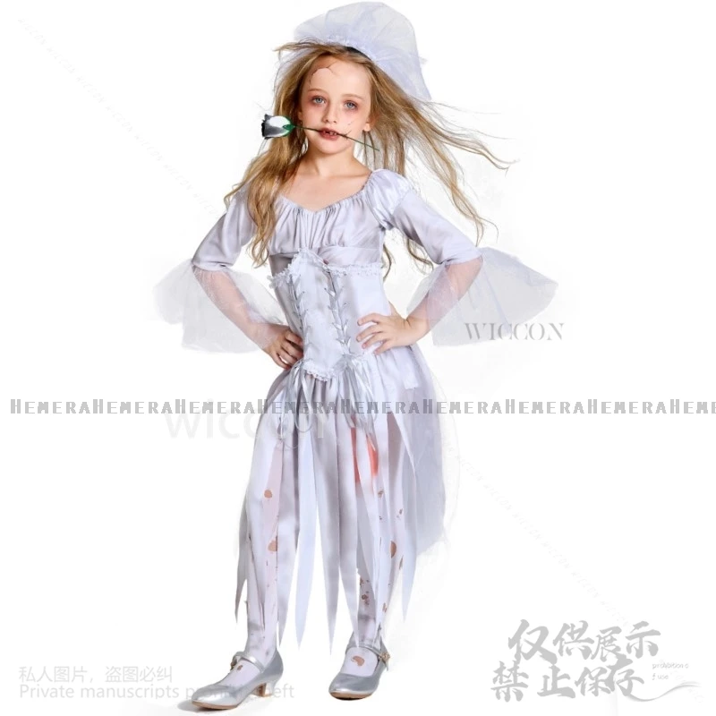 2024 Halloween Cosplay Eltern-Kind-Outfit Kostüm Vampir Braut Make-up Zombie Set Frau Mann Kinder Halloween Horror Rollenspiel Cos