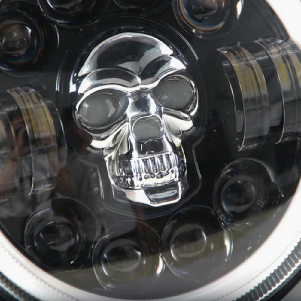 

7 Inch 60W LED Skull Headlight with Angel Eyes for Motorcycle Offroad Vehicle Modification Durable Weatherproof Headlights