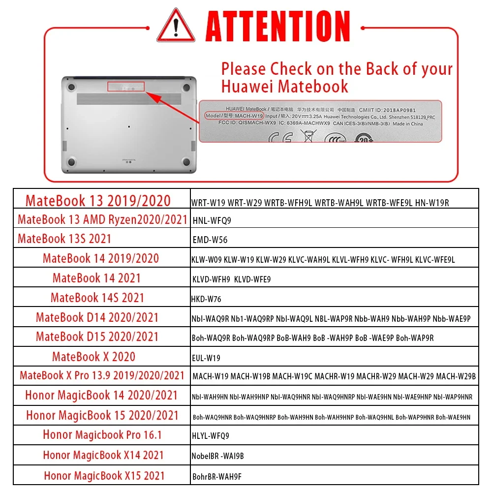 For Huawei MateBook 13/14/D14/D15/13S/14S/Honor MagicBook X14/X15/X 2020/Pro 16.1 Laptop Case+Screen Protector+US Keyboard Film