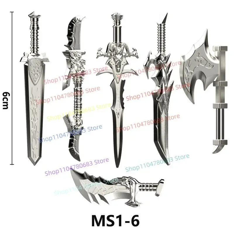 Klocki MOC Metalowy Wykończenie Gigantyczny Miecz Akcesorium Mini Figurka Model do Składania Ekspozycja Anime Zabawka Akcesorium Prezent Kolekcjonerski