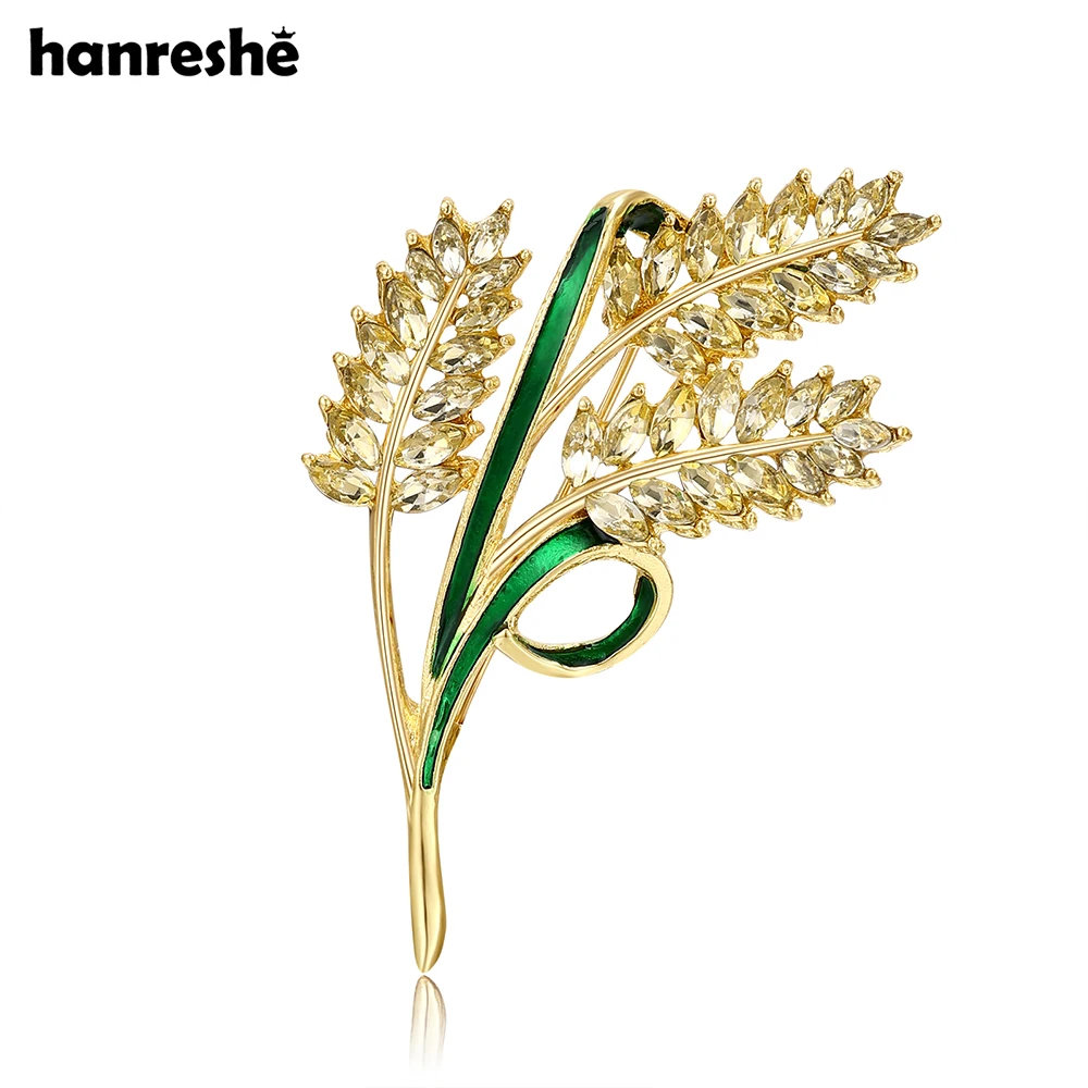 Hanreshe Exquisite Wheat Ear Brooch Inlaid with Zircon Crystal Charm Pin Badge for Women Girls Dress Decoration Jewelry