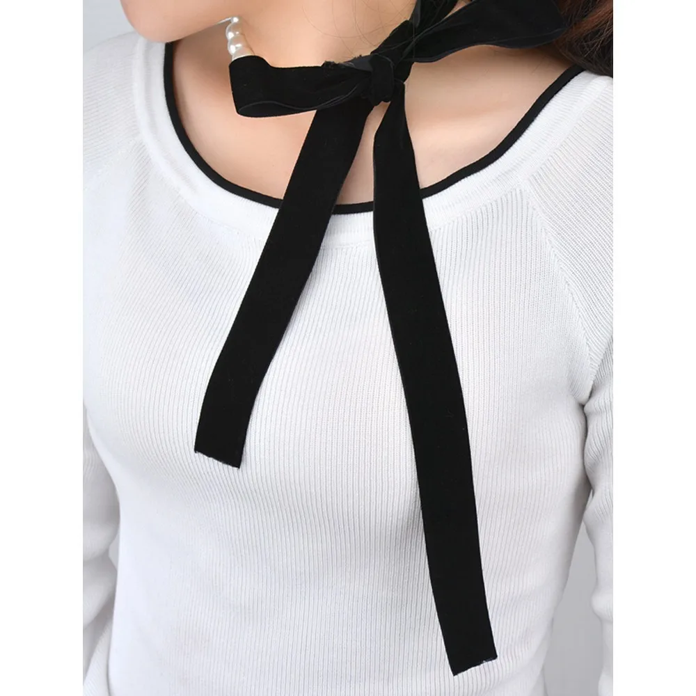 Punk lange breite schwarze Samtband Choker Fliege simuliert-Perle Perlen Charm Kragen Halskette Gothic Schmuck Neujahr Geschenke – Detail 7
