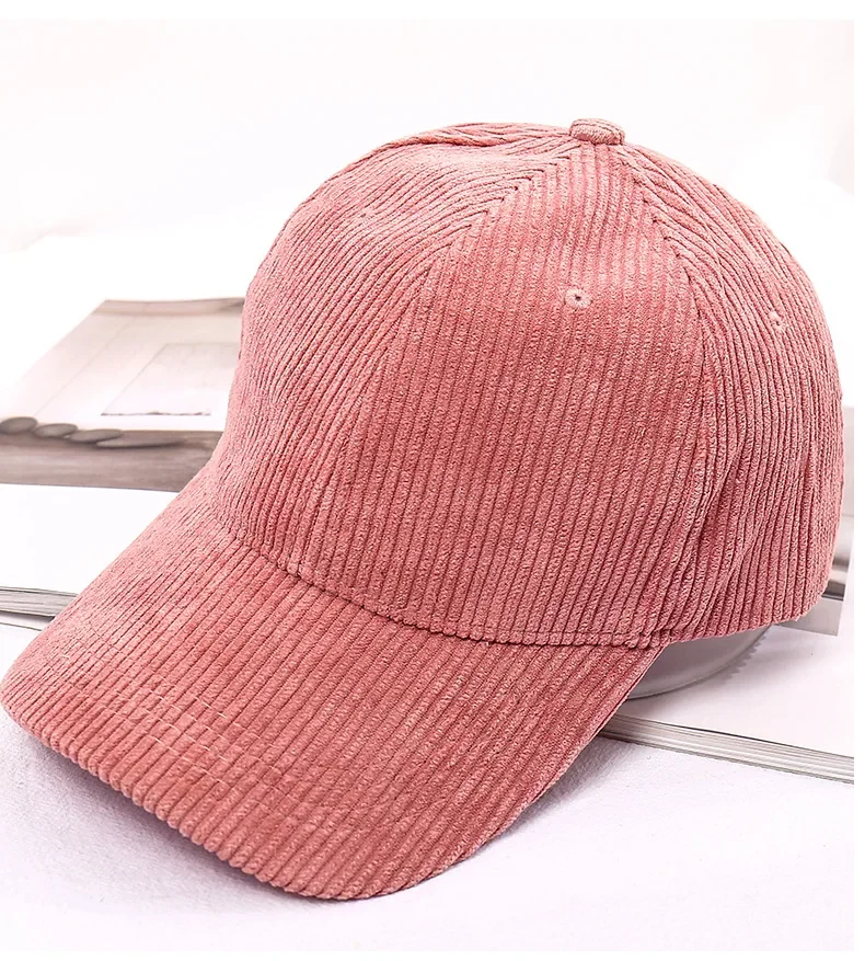 Frühling Herbst Cord Baseball Cap für Frauen Männer Unisex Vintage Solide Snapback Hip Hop Hüte Winter Einstellbare Outdoor Sport Hut – Detail 5