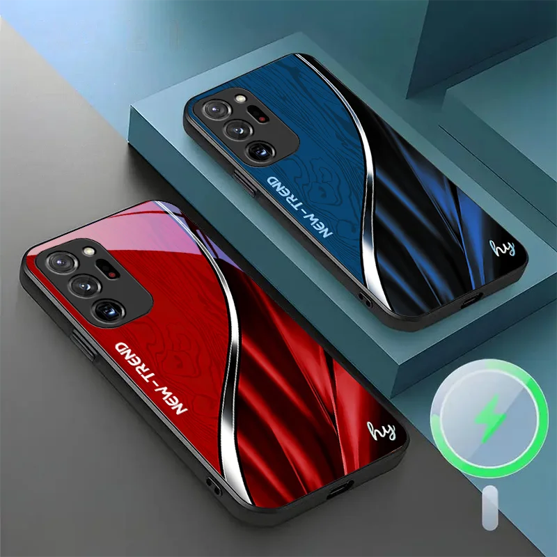 

Jinwen Ruicai Series Black Magnetic Glass Phone Case For Samsung S 23 25 4 5 G 24 21 Ultra 22 FE 20 26 Business Style Protective