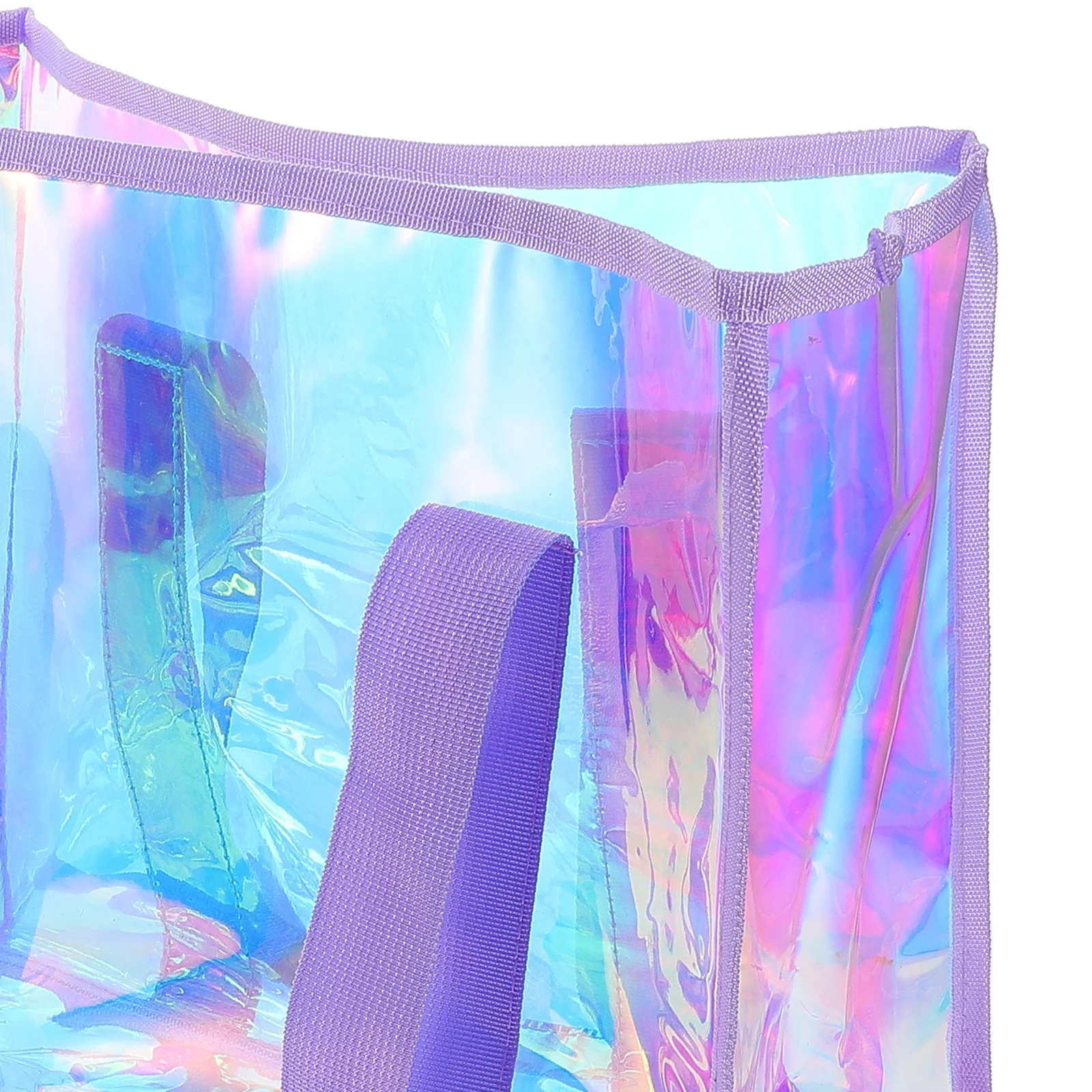 1Set Waterproof PVC Beach Tote Bag Large Capacity Iridescent Shoulder Pool Storage Bag Tote Bags for Travel Coastal Beach Bags