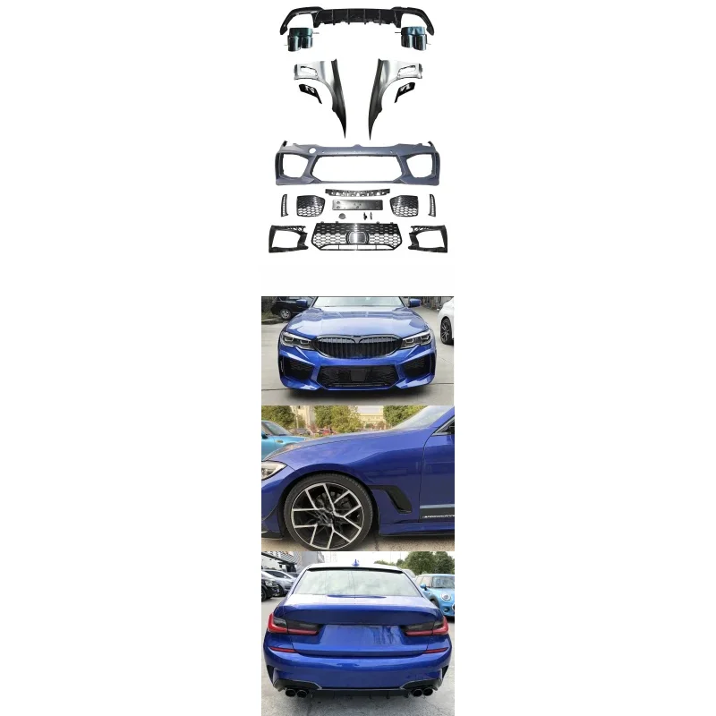 

3 Series (G20) M3-Style Conversion Kit — Front Bumper, Diffuser, Grille, Side Fenders, Exhaust Upgrade, and Body Accessories