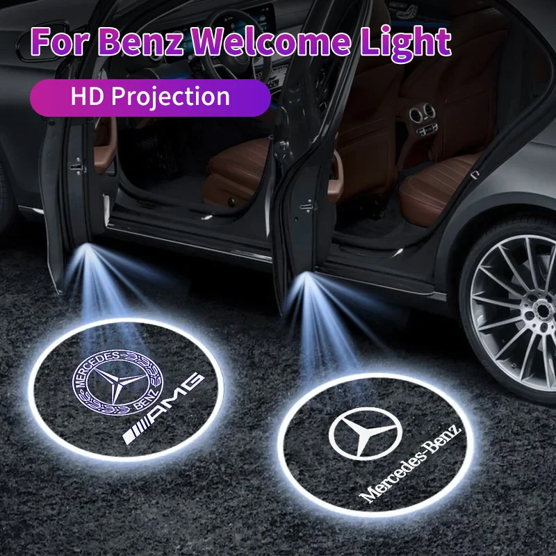 Car Door Projector Lamps LED Welcome Shadow Lights For Mercedes Benz AMG A C E S M Class CLK CLA GLE GLC GLK GLS GL W213 W215