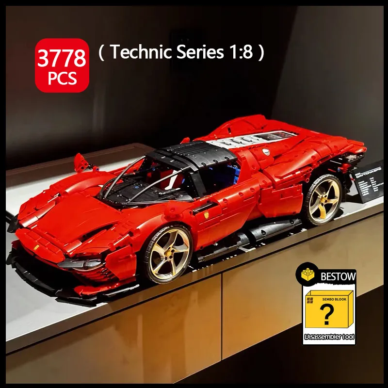 

2026 новый 3778 шт. технология 1:8 красный SP3 спортивный автомобиль MOC кирпич в сборе модель игрушка украшение мальчик подарок на Рождество и день рождения