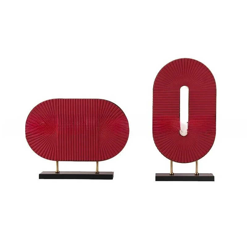 

Creative, new Chinese style, modern red resin, flocking screen ornament, living room coffee table, entrance sales office