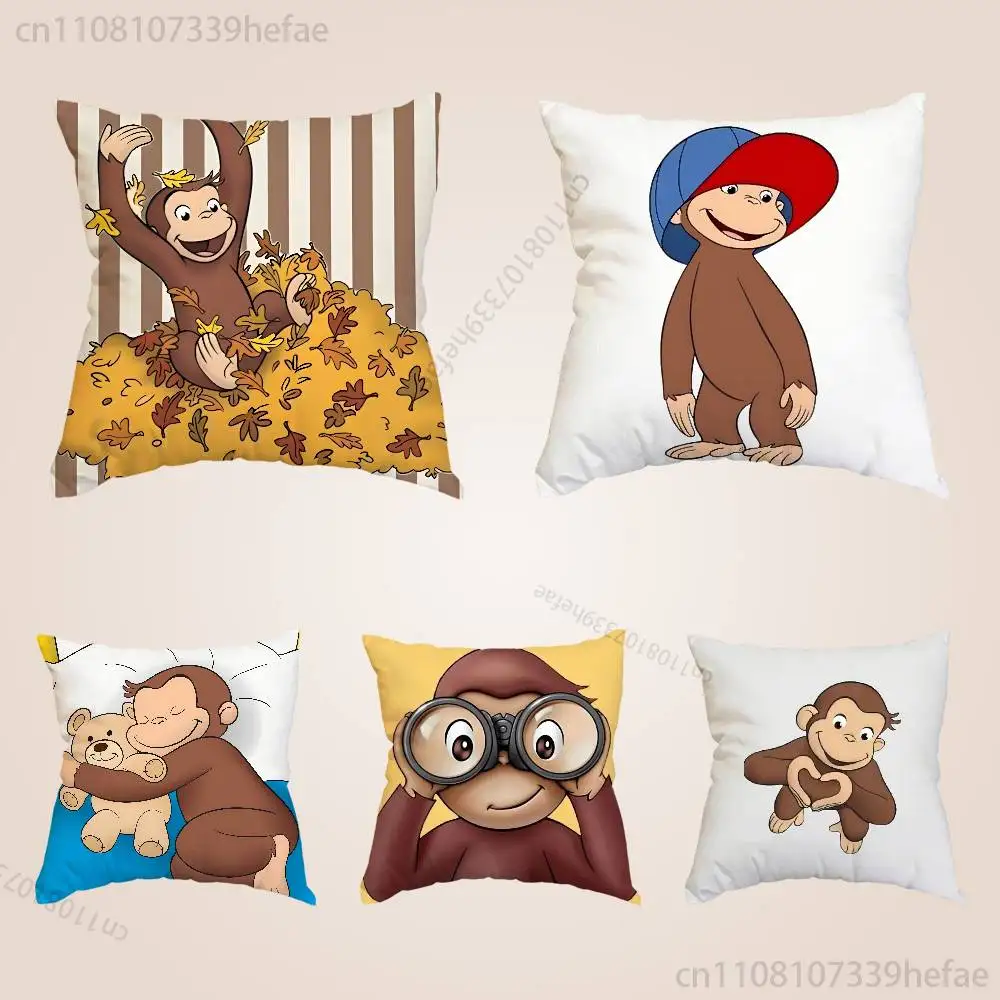 

Curious G-George Monkey Throw Pillow Case For 45x45cm,55x55cm,30x30cm For Home Bedroom Decoration And Protector