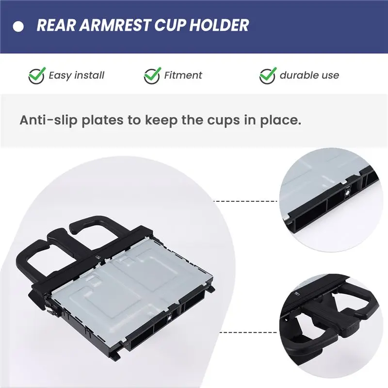 AU33-Rear Armrest Cup Holder Surround Trim Set Black Fit For- A6 / A7 2011-2016 8P0885995B 6PS / 4G8863289A 4PK
