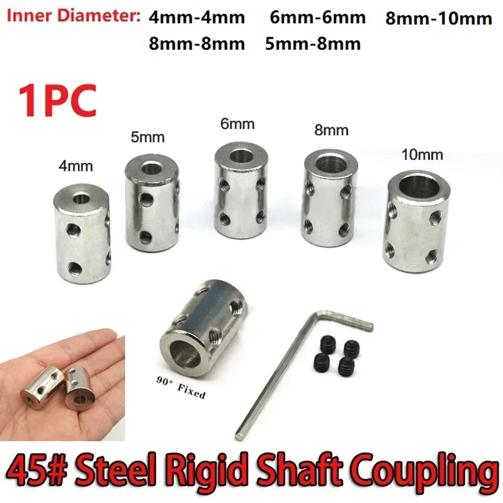 1set Rigid Shaft Coupling 4mm/5mm/6mm/8mm/10mm CNC Motor Jaw Shaft Coupler Connector Sleeve 45 Steel Transmission-Connectors