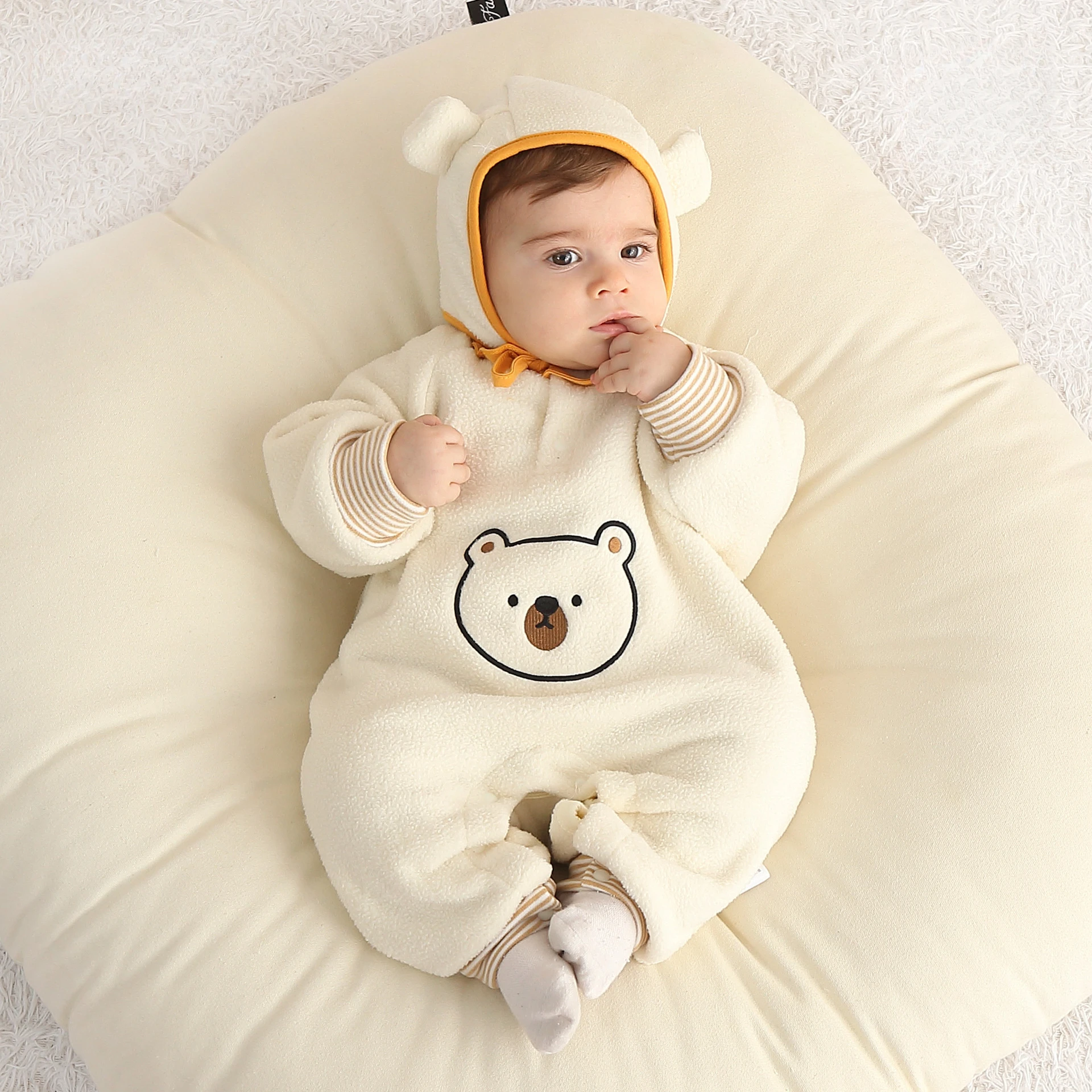 Dieren Beer Baby Jumpsuit Fleece Baby Kleding Kruipen Pak Pasgeboren Deken Slaper Winter Warme Jas Kinderen Pyjama