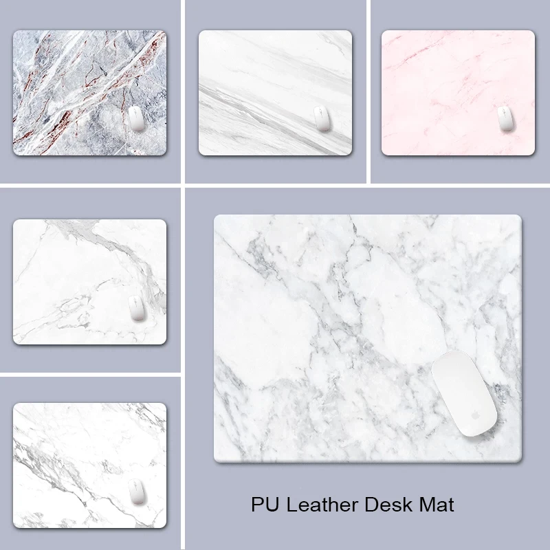 Elegant Marble Texture Small PU Leather Mouse Pad Artistic Design Creative Laptop Keyboard Mat for Office Desk Minimalist Decor