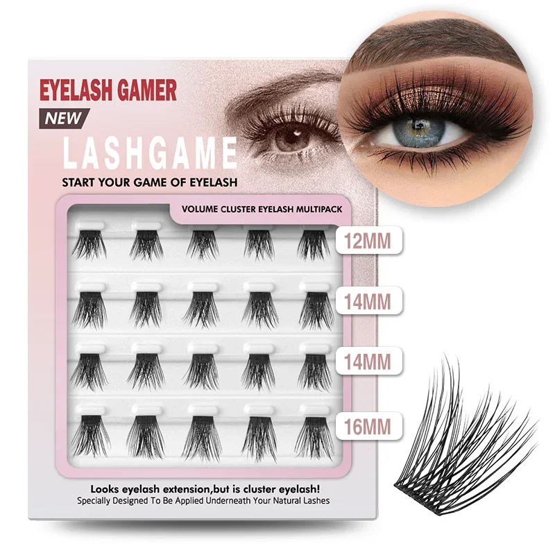 Cluster Lashes Mix Length 3D Volume Segmented DIY Individual Eyelash Extension Matte Black Natural Soft False Eyelashes C Curl