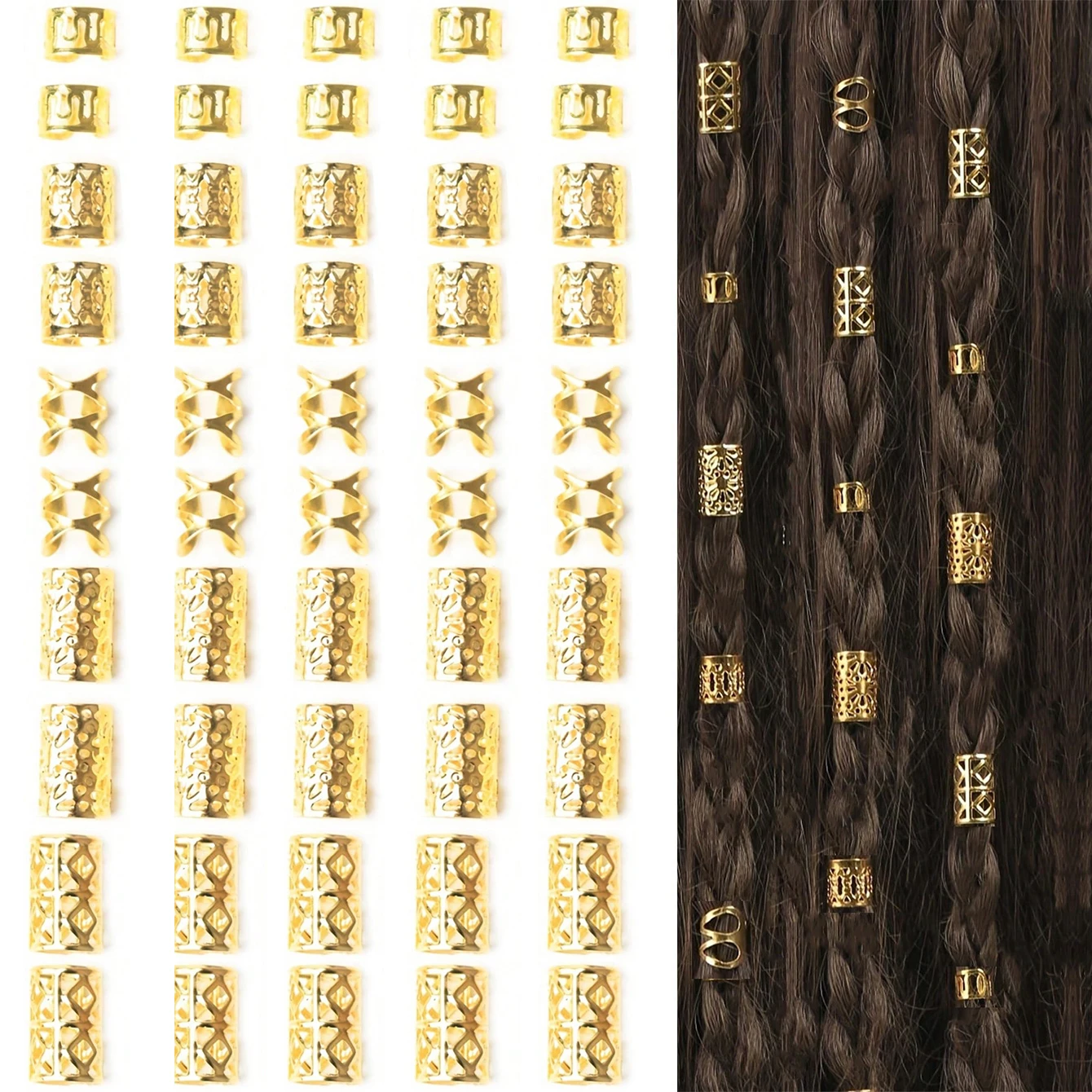 50PCS Alloy Hair Jewelry for Braid Dreadlock Accessories Braid Clip  Loc Jewelry for Women Men Hair Accessories Braid Decoration