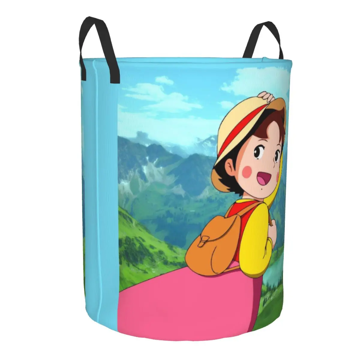 Alps Mountain Happy Girl Heidi Laundry Basket Collapsible Anime Cartoon Clothes Hamper for Nursery Kids Toys Storage Bin