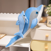 Cute HOOk&LOOP Cartoon Mom-Child Dolphin Plush Toys Soft Stuffed Ocean Dolphin Doll Funny Toys For Children Nice Room Decor