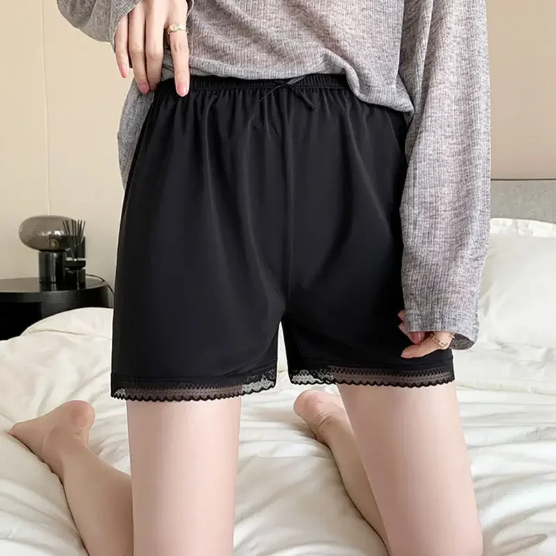 Leggings Women Solid Bow Casual Sweet Harajuku Loose Simple All-match Fashion Japanese Style Tender High Waist College Summer