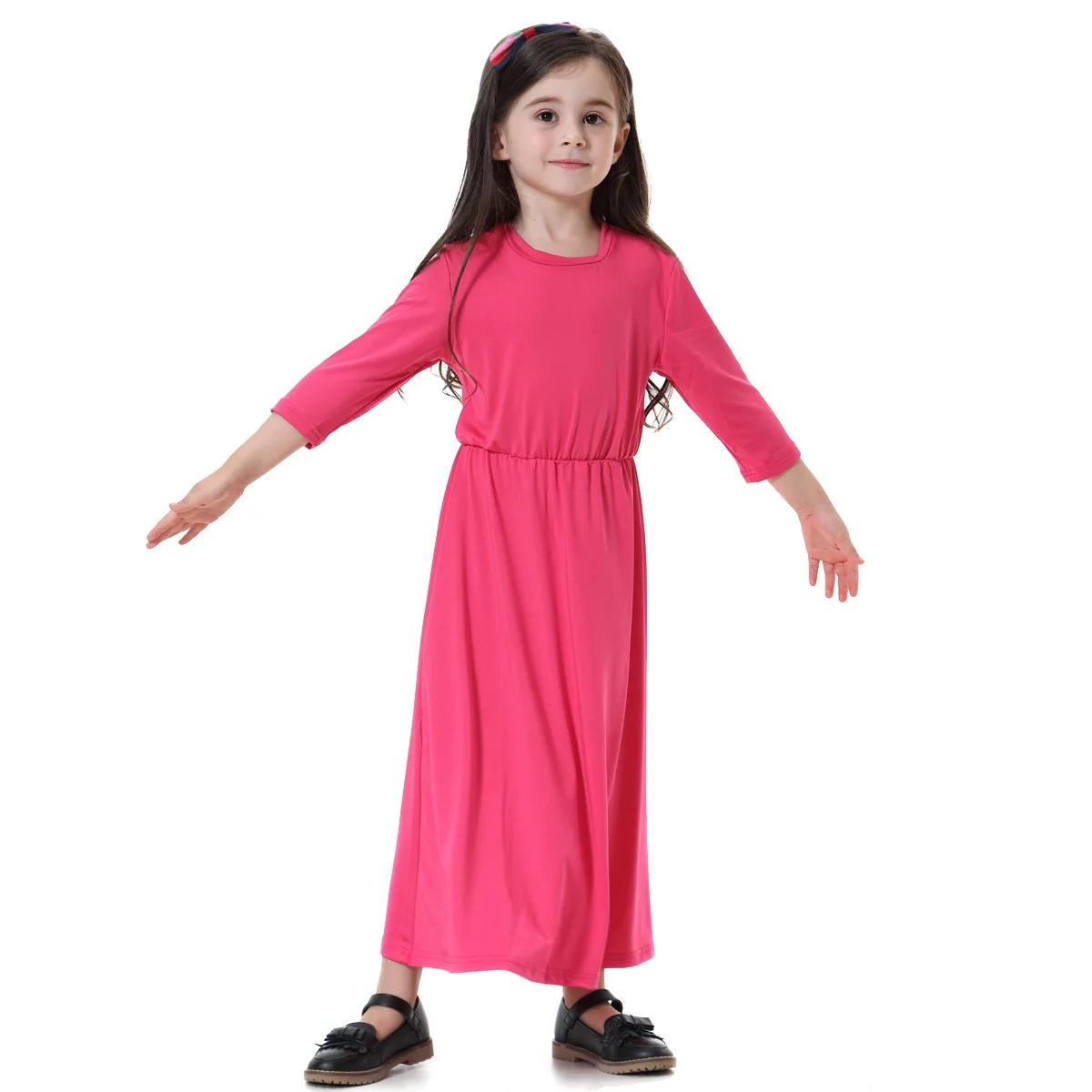 Morocco Arab Vestidos Children Girl Abaya Dubai Kaftan Long Maxi Bodycon Muslim Hijab Dress Turkish Kid\'s Islamic Clothing