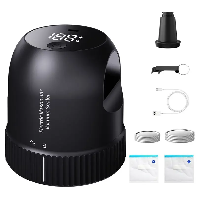 

Портативный электрический вакуумный упаковщик для банок Mason 3 в 1, автоматический вакуумный упаковщик для вакуумных пакетов Mason с широким и обычным ртом B-AB52