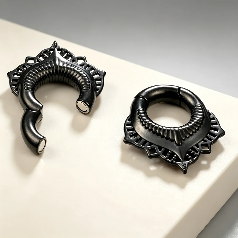 Casvort 2 Stück Edelstahl Boho Filigran Spitze Ohrgewichte Tunnel Plugs 6mm 2g Vintage Ohrringanhänger für gestreckte Ohrläppchen – Detail 3