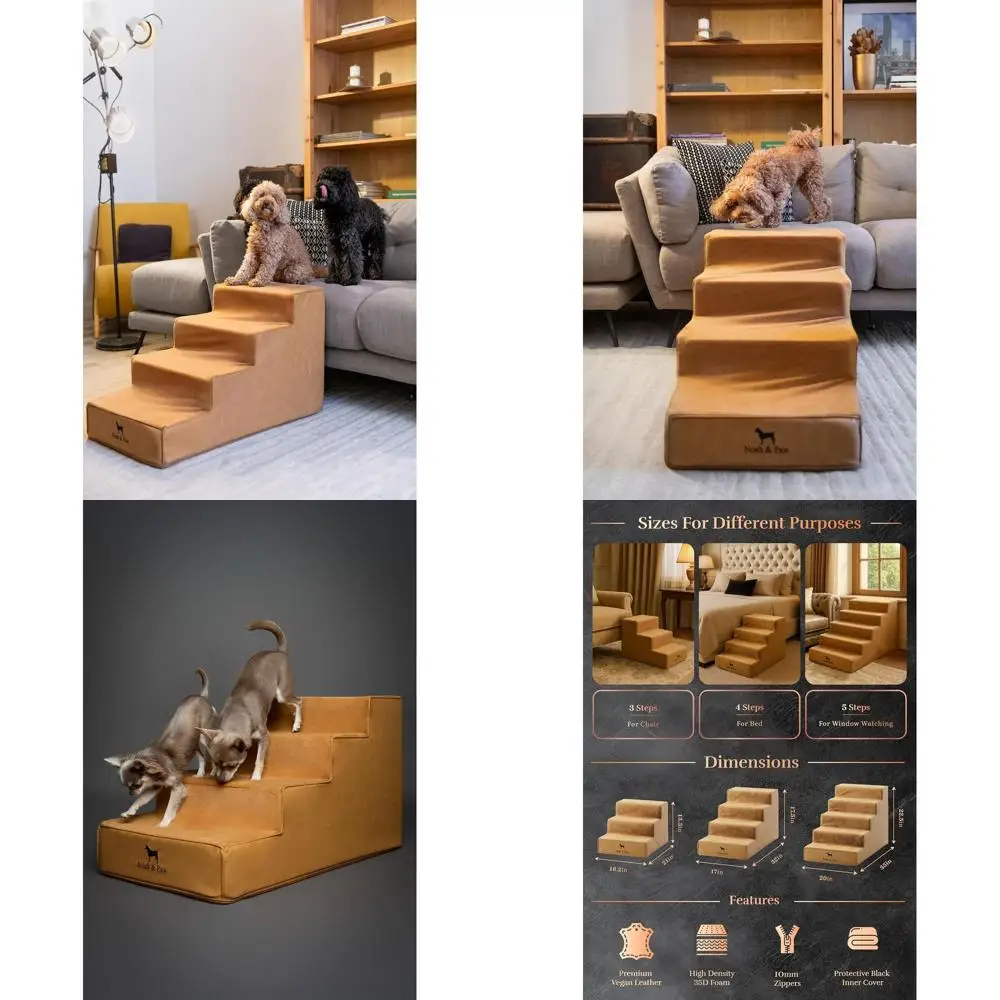 

Сверхширокая лестница для домашних животных для высоких кроватей — 17 ширинок, подходит для маленьких и больших собак, прочная 4 ступеньки с пенопластовой подкладкой высокой плотности