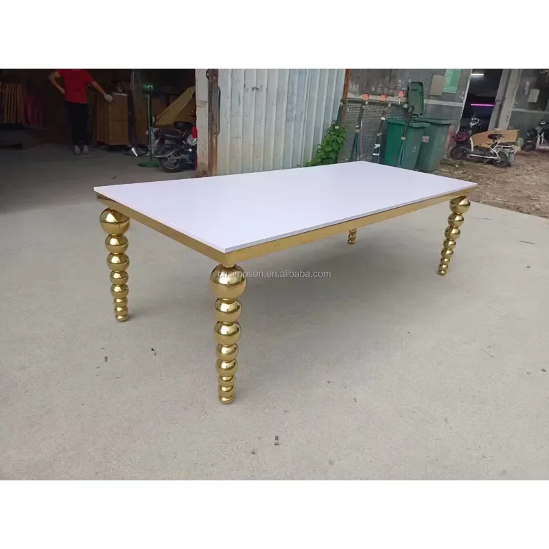 Modern Stainless Steel Wedding Dining Tables and Chairs for Hotel Events Outdoor & Living Room Use