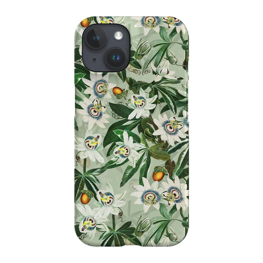 Weiße Passiflora-Dschungel-Handyhülle für iPhone 16 15 14 13 12 11 Pro Max X XS XR XS Max 7 8 Plus, glänzende Folie, harte PC-Abdeckung