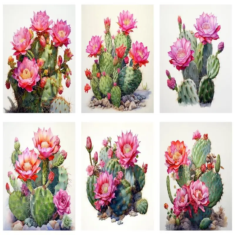 

CHENISTORY 5D Diamond Painting Cactus Flowers Diamond Mosaic Embroidery Picture Of Rhinestones Pictures For The Home Decor