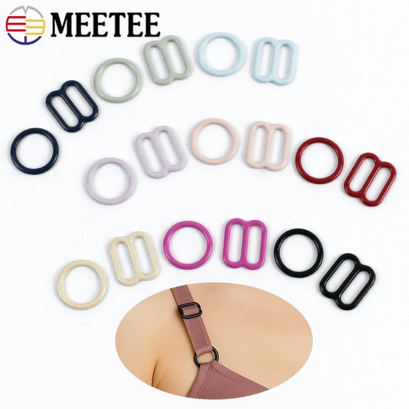 

20-100Pcs 10mm Metal Bra Strap Buckles Underwear Shoulder Tri-glide Slider Clasp Suspender Dress O Ring Buckle DIY Accessories