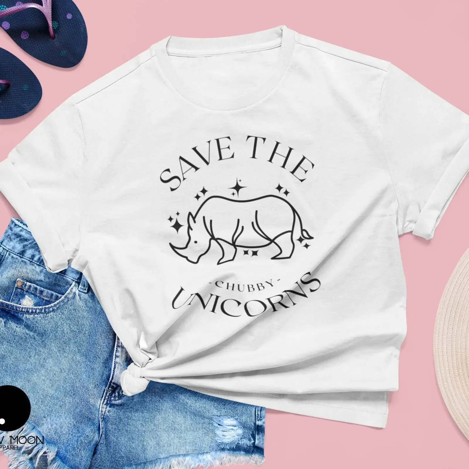 CHUBBY UNICORN T SHIRT Funny Rhino Pink Blue vintage Washed Soft Versatile homme Unisex designer clothes fashion Stretched