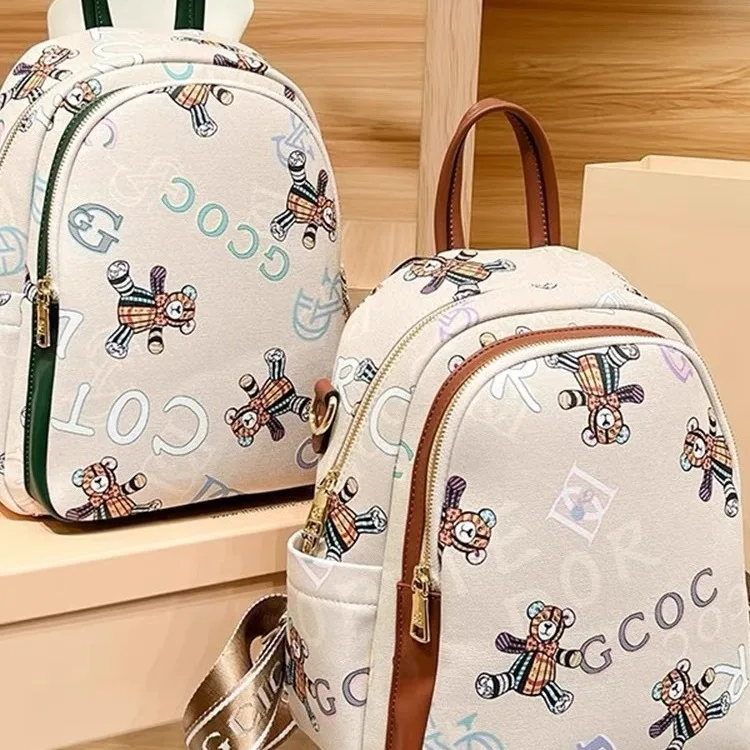 

High Quality Fashion Brand Printed Teddy Bear Casual Backpack Light Luxury Large Capacity Stylish and Versatile Travel Backpack