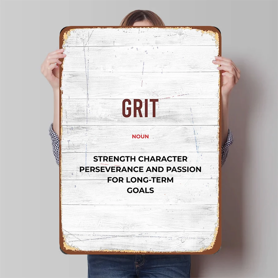 Peinture en fer inspirante, personnage de force de GRIT, Perséverance, Passion pour objectifs à long terme, décor artistique mural