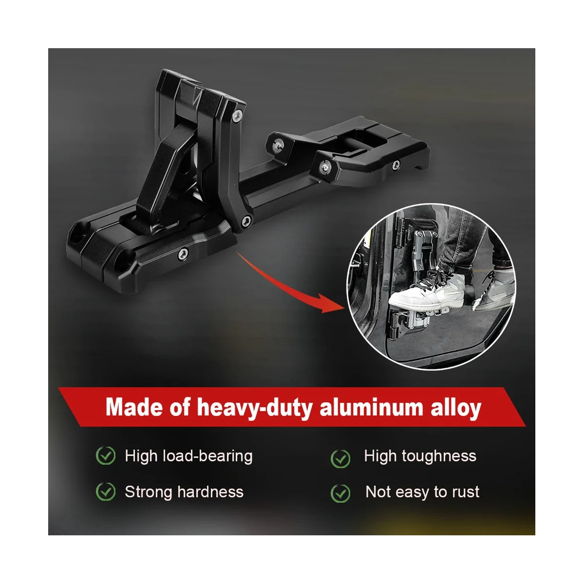 

2/4 Door Before and After Side Ladder Pedals for Jeep Wrangler JK/JL 2007-21 Aluminum Alloy Folding Ladder Pedals Black