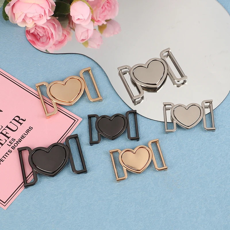 Metal Alloy Heart Buckle Gold Sliver Black Decorative Belt Buckle 30/40mm Fastener For Coat Leather Craft Backpack Strap Webbing