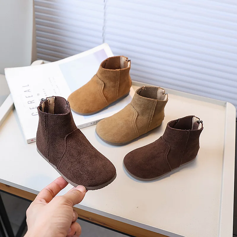 

Новые детские ботинки челси, простые ботильоны для девочек в стиле ретро, повседневные детские классические кожаные ботинки на весну и осень, нескользящие универсальные