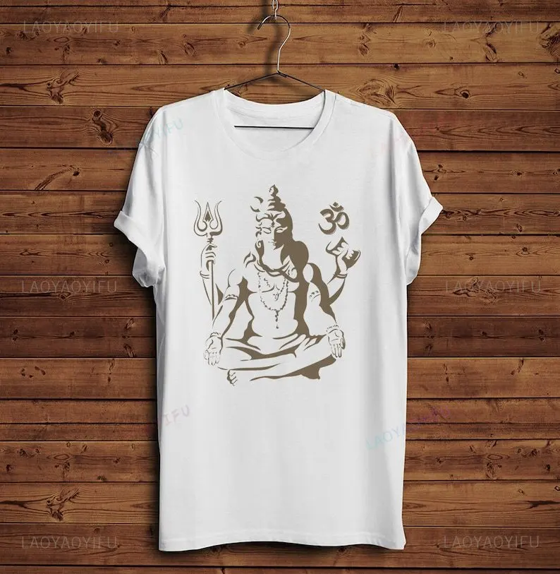 Vintage Shiva OM Meditation Graphic T Shirts God Yoga Vedic Religion Spirituality AUM Woman Man T-Shirt High Quality Cotton Tops