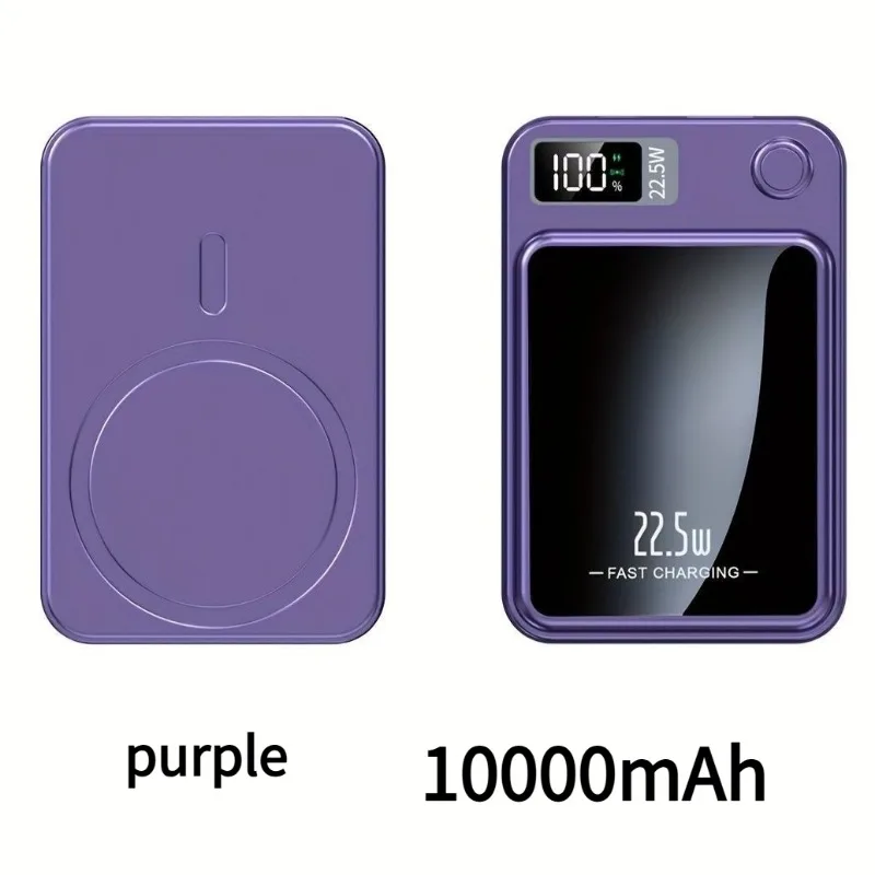 

10000 мАч Power Bank Беспроводная зарядка со светодиодным дисплеем Power Display Type-C/USB A Порт Компактный портативный