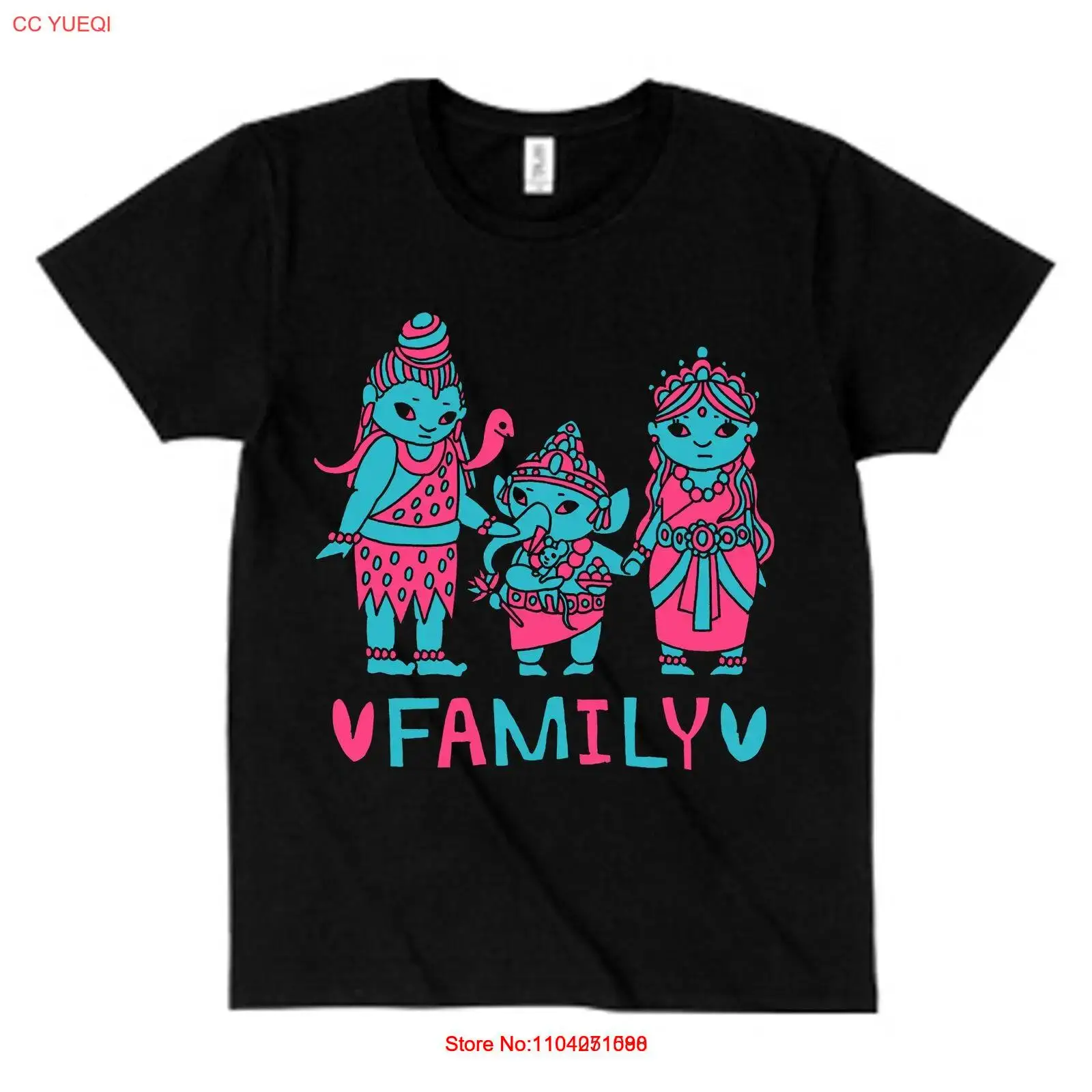 Japan Animal Association Tee Shirt black Indian God T-shirt Family