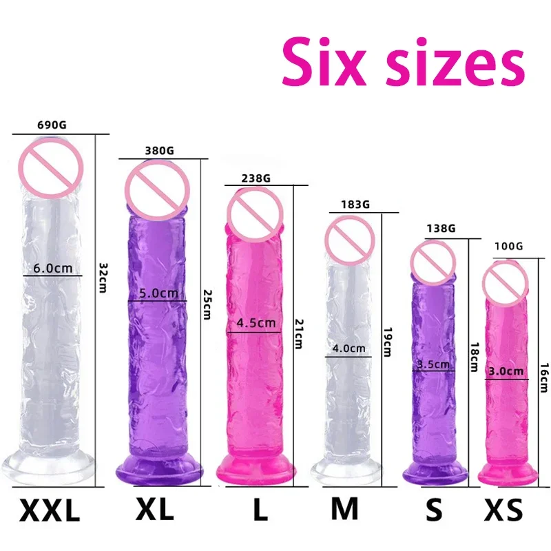 6 Sizes Small Transparent Dildo Suction Cup Jelly Dick Women Erotic Anal Sex Toys Soft Clitori Vaginal Masturbators Penis 3color