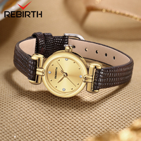 REBIRTH Waterproof Women's Watch Original Korean Elegant Style Leather Strap Quartz Watch