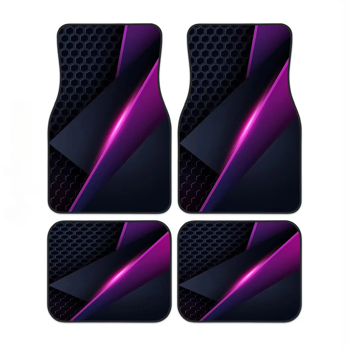 

4pcs Purple Geometric Print Car Floor Mats | Easy to Install and Clean, Suitable for All Seasons, Perfect Gift