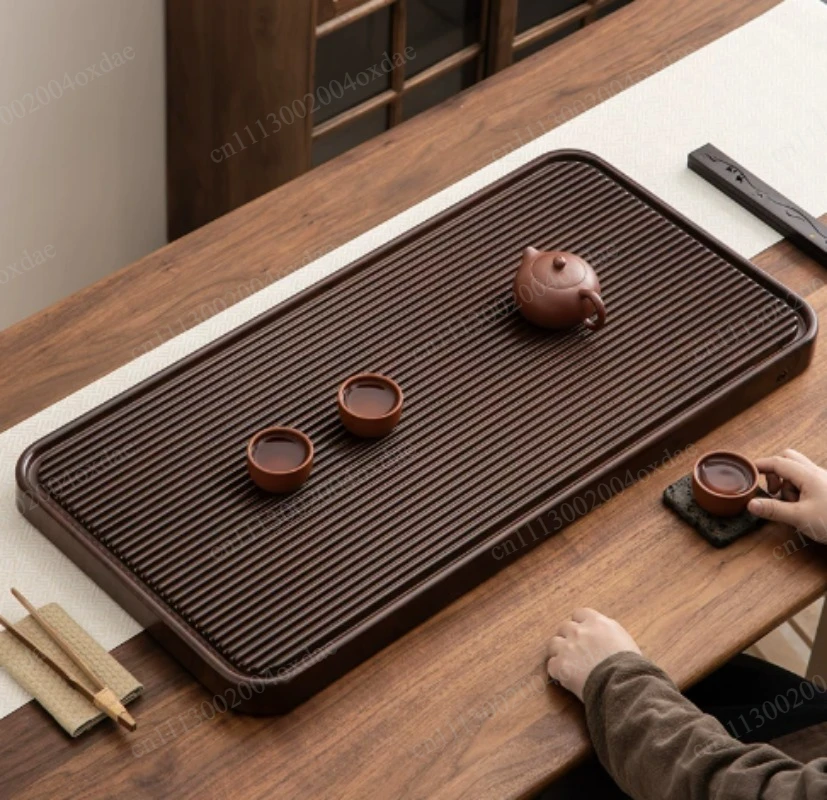 Chinese Solid Wood Tea Tray Full Bakelite Drainage Tea Table Household Living Room Water Outlet Tea Serving Tray For TeaCeremony