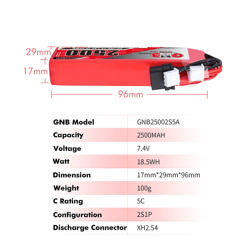 Upgraded GNB 2S 7.4V 2500MAH Lipo Battery For Frsky Taranis X9D Plus Transmitter Remote Controller Battery 5C/10C 7.4V Battery